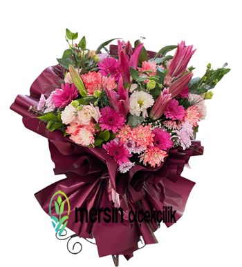 Mersin çiçek siparişi, Lilyum gerbera buketi, Mersin çiçekçi