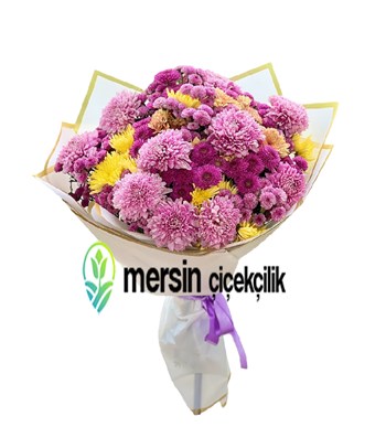 Renkli kasımpatı buketi, Mersin çiçekçilik, kasımpatı çiçeği